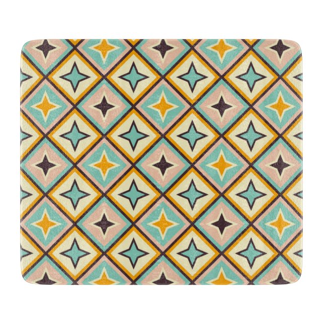 Abstract geometric pattern with diamond shapes cutting board (Front)