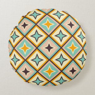 Abstract geometric pattern with diamond shapes round cushion