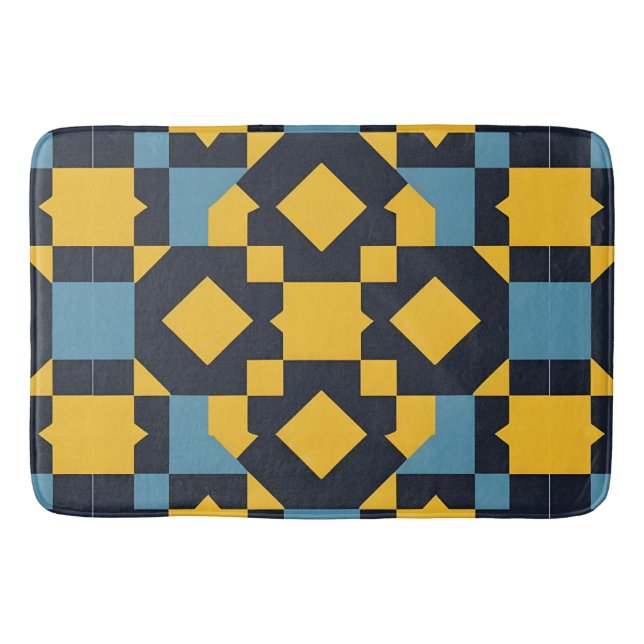 Abstract Geometric Pattern with Vibrant Colours Bath Mat (Front)