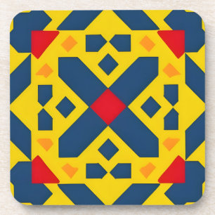 Abstract Geometric Pattern with Vibrant Colours Coaster