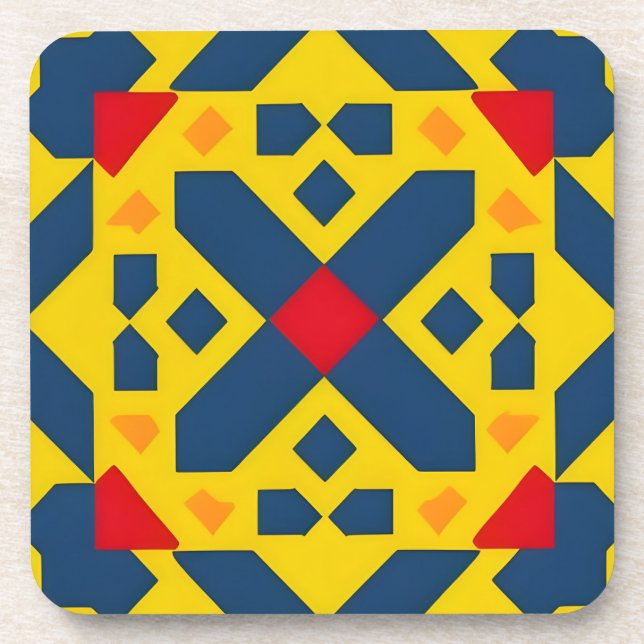 Abstract Geometric Pattern with Vibrant Colours Coaster (Front)