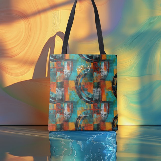 Abstract Geometric Personalised Tote Bag with Init (Creator Uploaded)