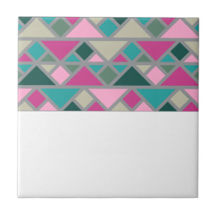 Abstract geometric pink fuchsia turquoise grey tile