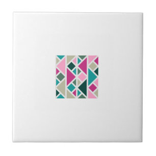 Abstract geometric pink fuchsia turquoise tile