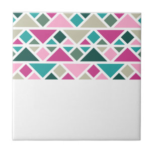 Abstract geometric pink fuchsia turquoise tile