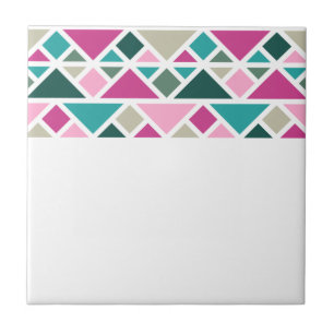 Abstract geometric pink fuchsia turquoise tile