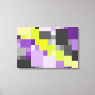Abstract Geometric Purple green grey Pattern Canvas Print