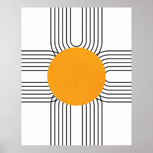 Abstract Geometric Rainbow, Sun Minimalist Arch  Poster