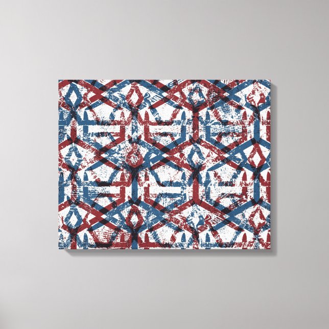 Abstract Geometric: Red Blue Canvas Print (Front)