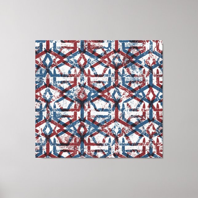 Abstract Geometric: Red Blue Canvas Print (Front)