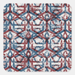 Abstract Geometric: Red Blue Square Sticker