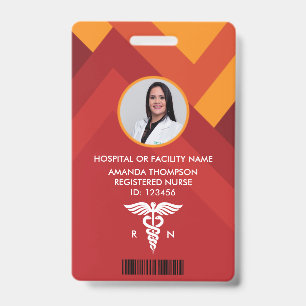 Abstract Geometric Registered Nurse Photo ID Badge