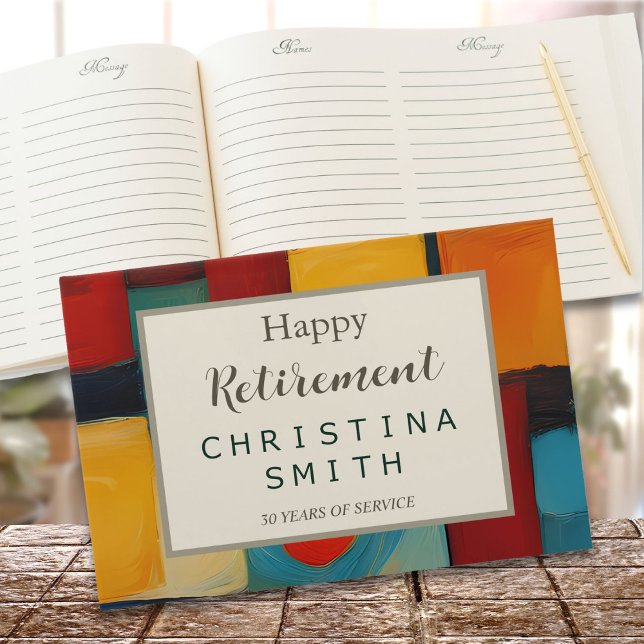 Abstract Geometric Retro Playful Retirement Party Guest Book (Abstract Geometric Retro Playful Retirement Party Guest Book)