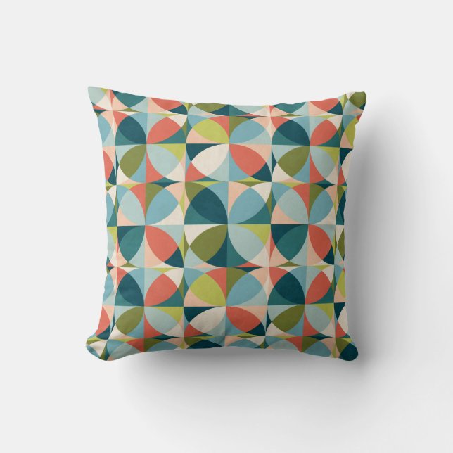 Abstract geometric seamless pattern in mid-century cushion (Front)