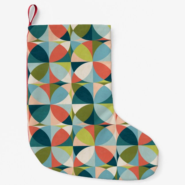 Abstract geometric seamless pattern in mid-century small christmas stocking (Front)