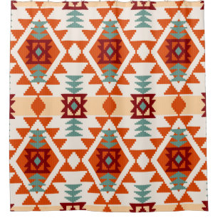 Abstract geometric seamless pattern,native america shower curtain