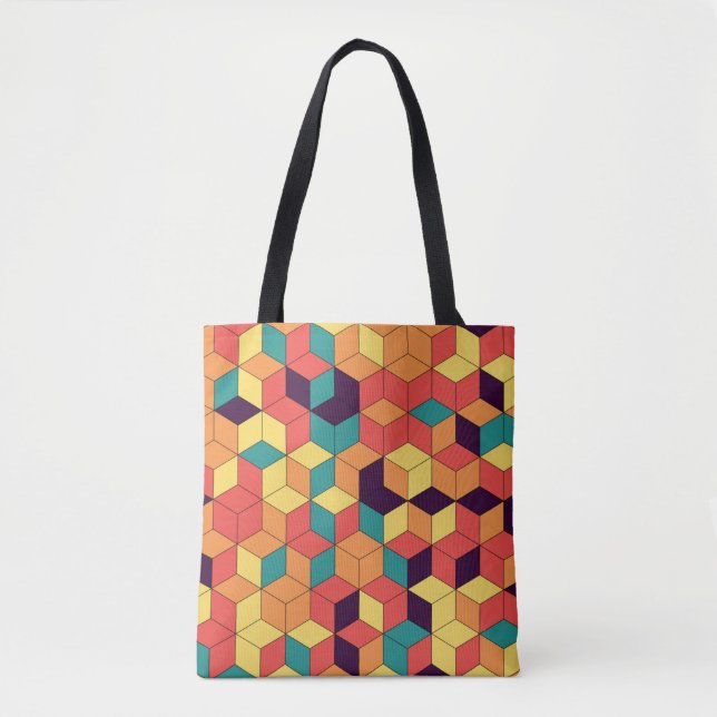 Abstract geometric seamless pattern of color cubes tote bag (Front)