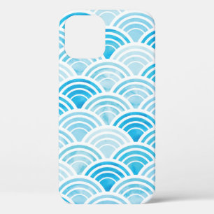Abstract geometric seamless pattern with blue wate iPhone 12 case