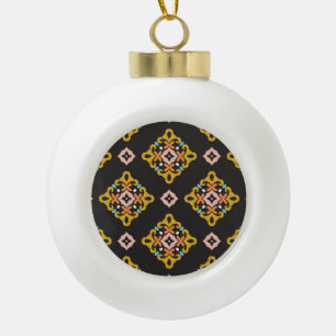 Abstract Geometric: Seamless Vintage Texture Ceramic Ball Christmas Ornament