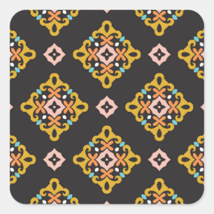 Abstract Geometric: Seamless Vintage Texture Square Sticker