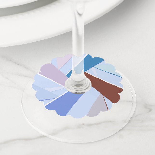 Abstract Geometric Shape 3 Wine Glass Tag (Close Up)