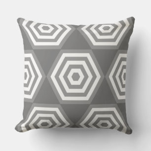 Abstract Geometric Shape in Grey  & White Cushion