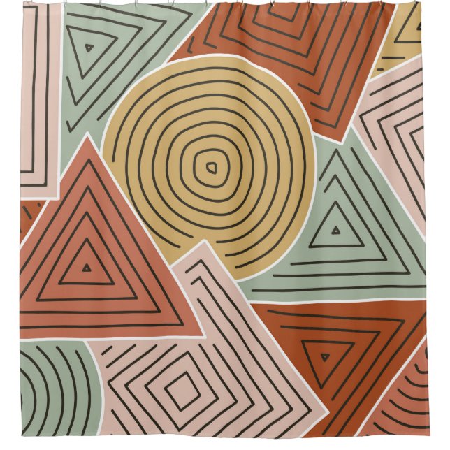 Abstract geometric shapes and lines illustration p shower curtain (Front)