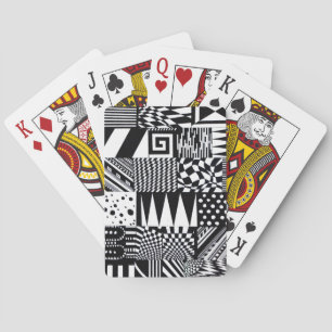 abstract geometric shapes black white pattern hand playing cards