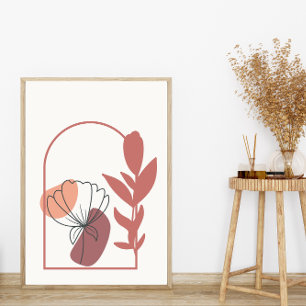 Abstract Geometric Shapes Boho Style Foliage Leaf  Poster