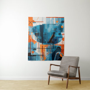 Abstract geometric shapes composition tapestry