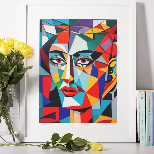 Abstract Geometric Shapes Cubist Woman Portrait  Poster (Creator Uploaded)
