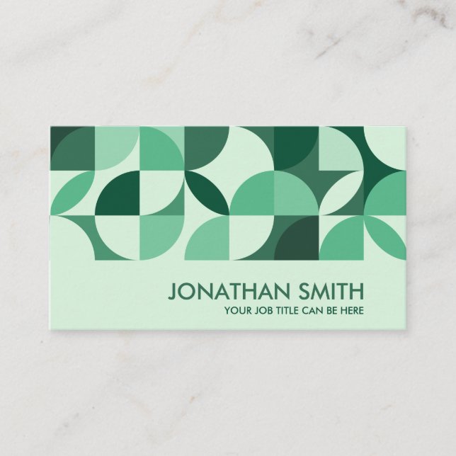 Abstract Geometric Shapes Emerald Green Business Card (Front)
