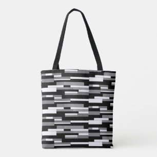 Abstract geometric shapes in black, grey & white tote bag