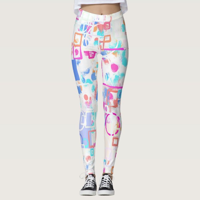 Abstract Geometric Shapes Leggings (Front)