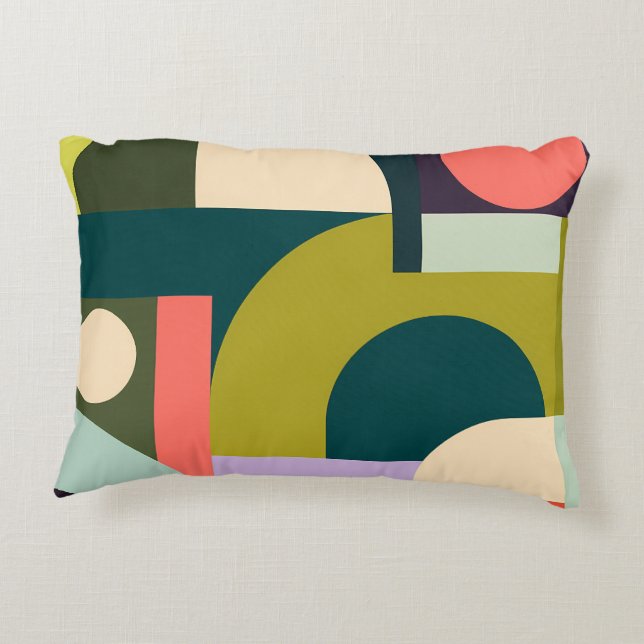 Abstract Geometric Shapes Modern Colourful Design Decorative Cushion (Back)