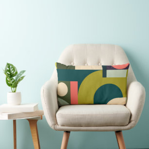 Abstract Geometric Shapes Modern Colourful Design Lumbar Cushion