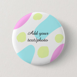 Abstract geometric shapes pastel add name photo ba 6 cm round badge