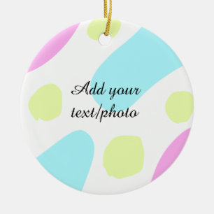Abstract geometric shapes pastel add name photo ba ceramic tree decoration