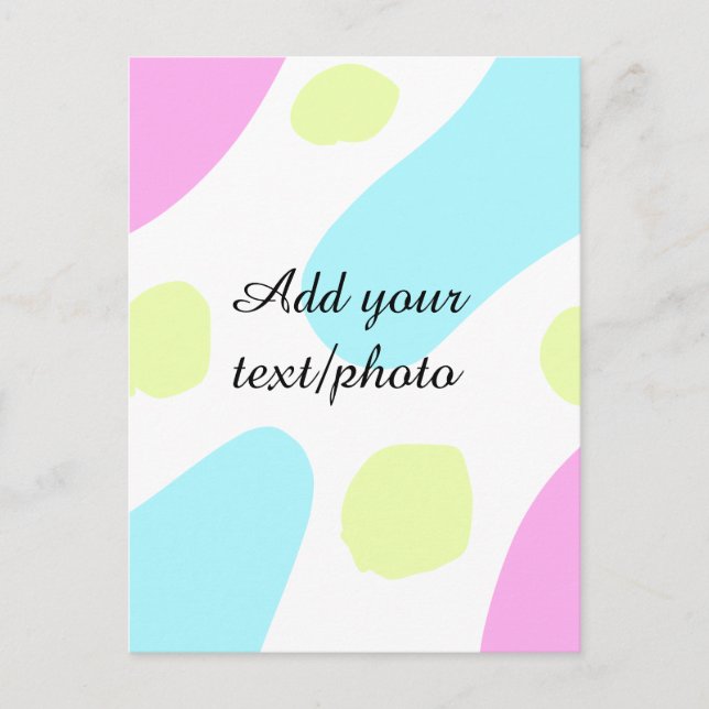 Abstract geometric shapes pastel add name photo ba postcard (Front)
