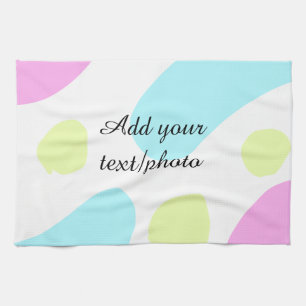 Abstract geometric shapes pastel add name photo ba tea towel