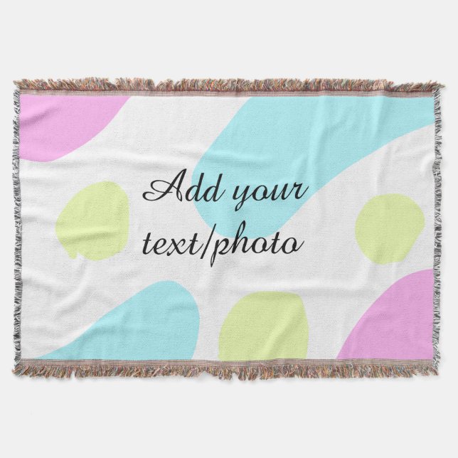 Abstract geometric shapes pastel add name photo ba throw blanket (Front)