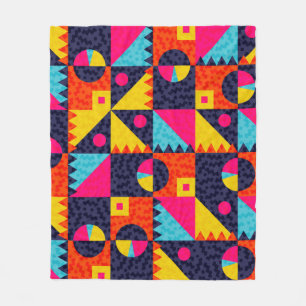 Abstract geometric shapes. Retro colourful illustr Fleece Blanket