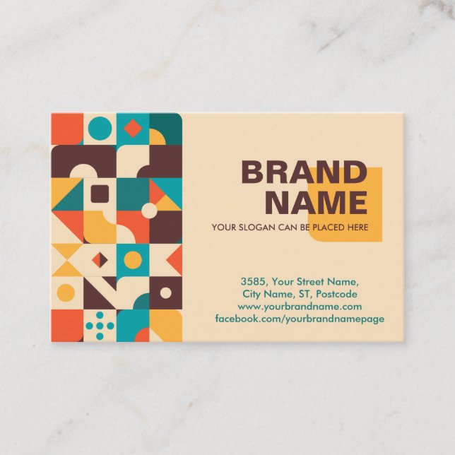 Abstract Geometric Shapes Retro Palette Business Card (Front)