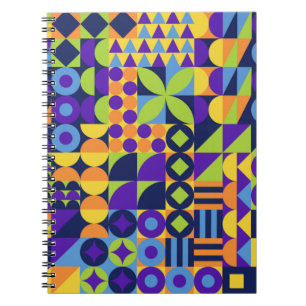 Abstract geometric shapes seamless pattern notebook