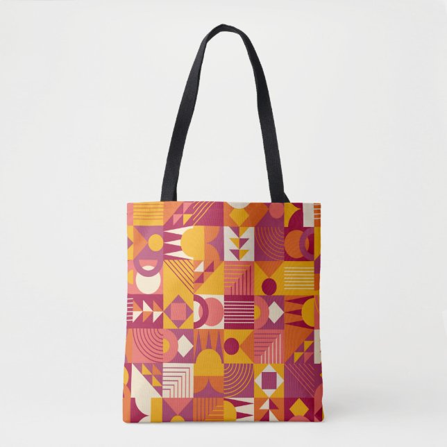 Abstract geometric shapes seamless pattern tote bag (Front)