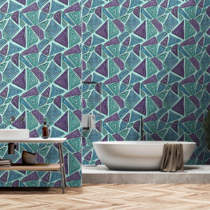 Abstract Geometric Shapes, Swirls, Purple, Aqua Wallpaper