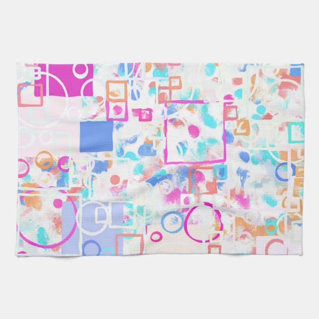Abstract Geometric Shapes Tea Towel (Horizontal)
