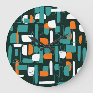 Abstract Geometric Shapes, Vintage Style. Large Clock
