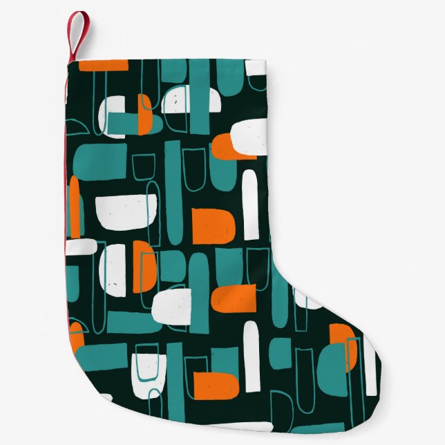 Abstract Geometric Shapes, Vintage Style. Small Christmas Stocking (Front)