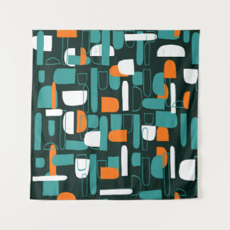 Abstract Geometric Shapes, Vintage Style. Tapestry
